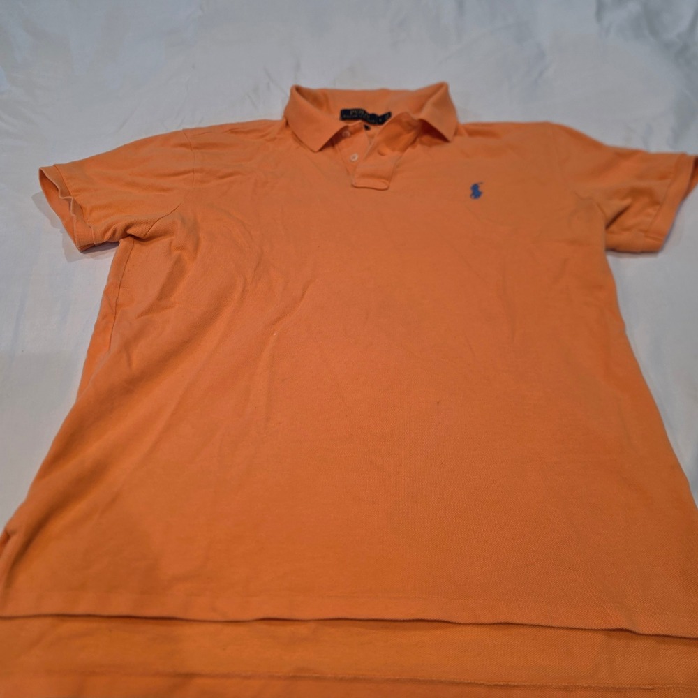 Polo Ralph Lauren Polo Shirt Mens Large Orange Excellent Custom Fit Cotton Pony